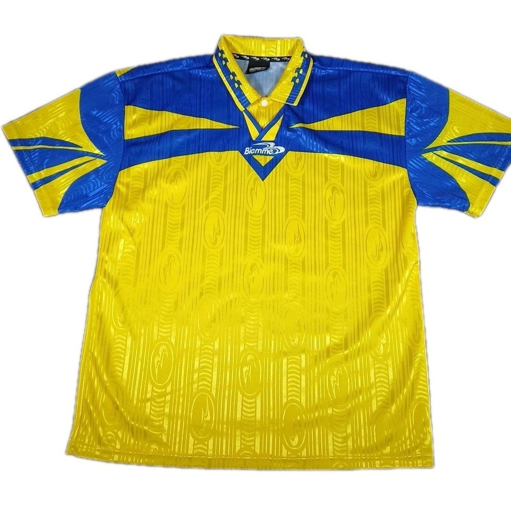 Biemme Cycling Jersey Polo Shirt Men's L4 Short Sleeve Yellow Blue